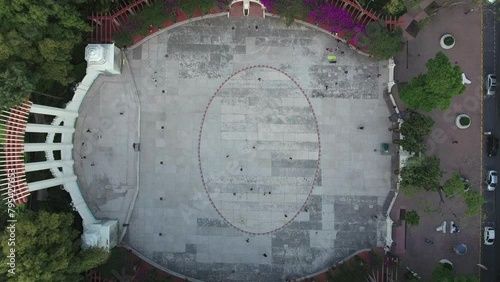 Vista aerea del Foro Lindbergh en el Parque México de la colonia Condesa de la ciudad de México.