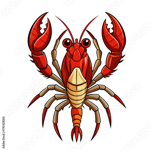 Lobster vector illustration. Cartoon isolated red crawfish, whole underwater crayfish with claws and tail, sea crustacean animal and exotic luxury lobster meal for delicatessen restaurant menu