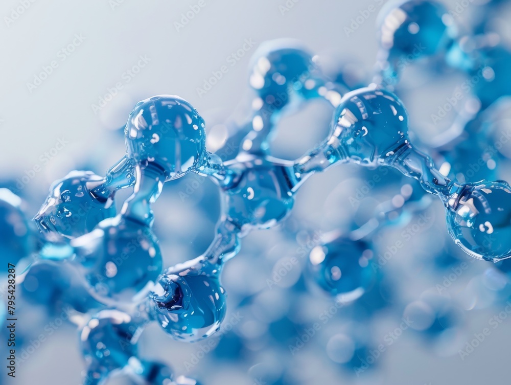 Blue translucent molecular structure on a white background Blue translucent molecular structure on a white background