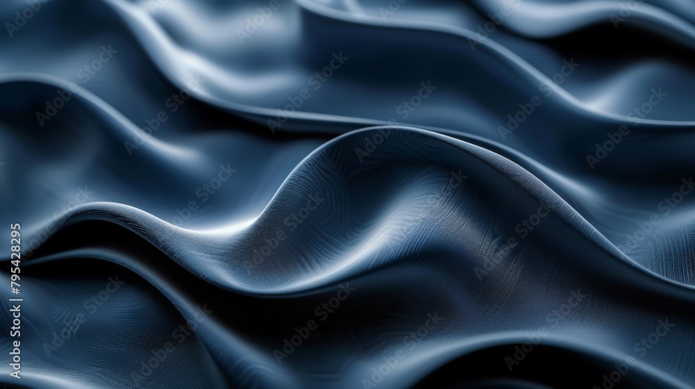 Obraz premium Blue silk fabric with soft waves.