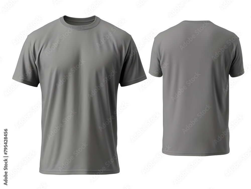 Heather gray t-shirt front and back view clothes on isolated white background Heather gray t-shirt front and back view clothes on isolated white background
