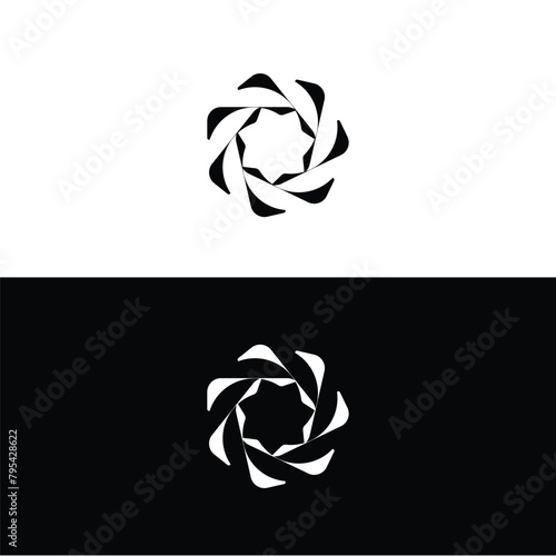 Black and white circle vector logo illustration design . Circle logo template icon silhouette