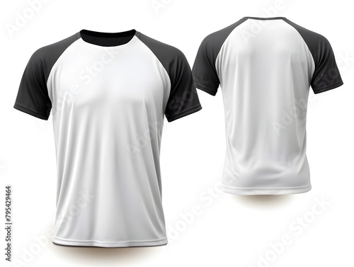 T-shirt mock up. White blank T-shirt front and back views on isolated white background