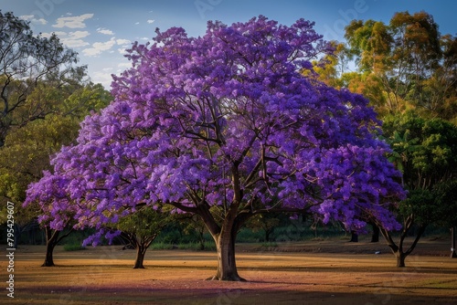 Graceful jacaranda tree with clusters of purple flowers, adding a pop of color to any composition