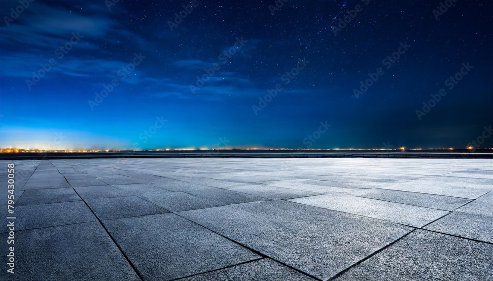 empty asphalt floor with night sky