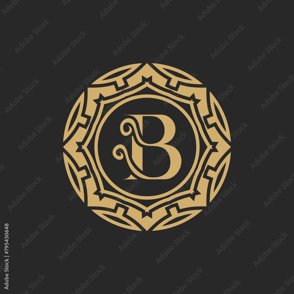 Heraldic initial letter B logo design. illustration of luxury royal B letter with floral Heraldic initial letter B logo design. illustration of luxury royal B letter with floral