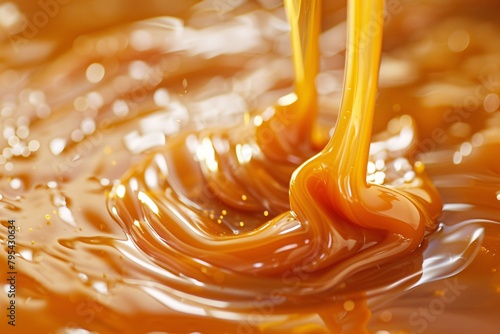 Delve into the caramel cascade of liquid caramel, its smooth flow tempting you with every golden drop