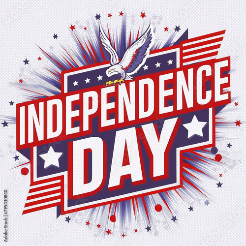 Fourth of July independence day text effect and abstract background or illustration with typographic design ai generative photo