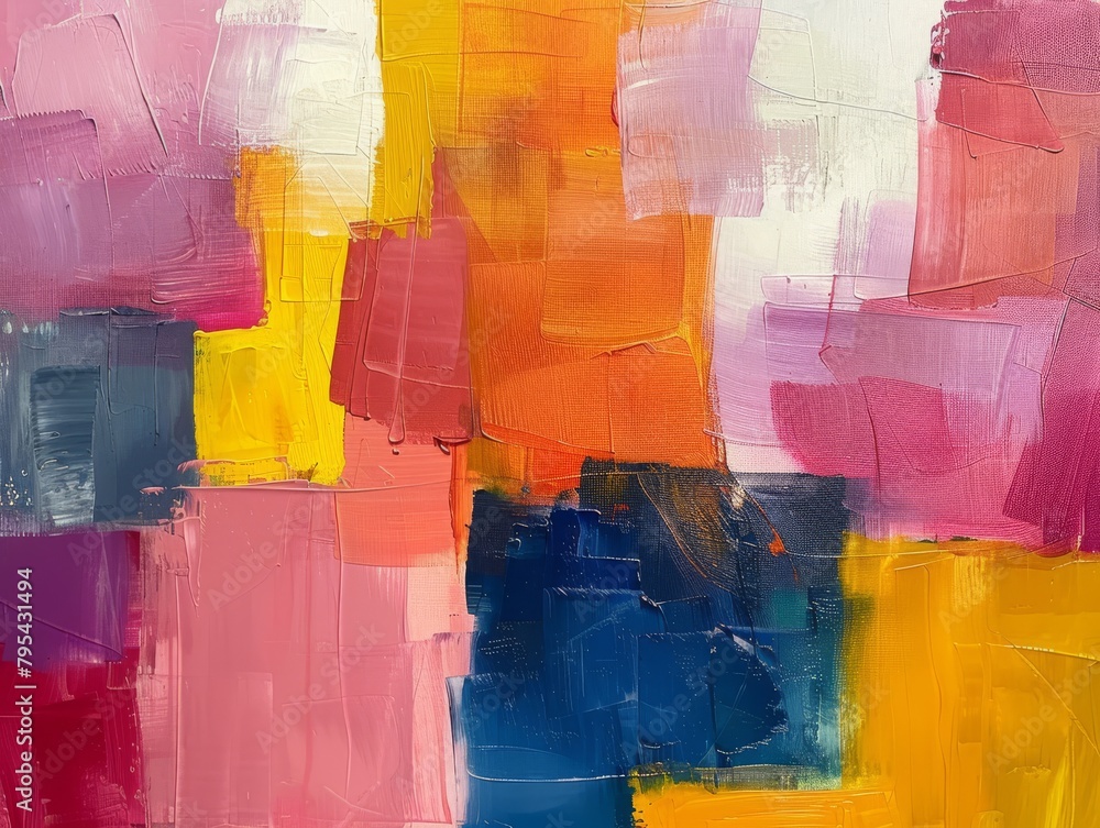 Colorful abstract painting with bright and saturated colors.