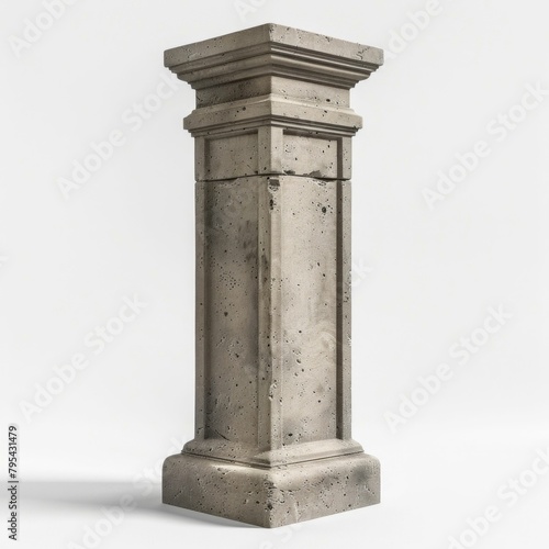 Classical Column and Modern Pillar Isolated on White. Generative ai