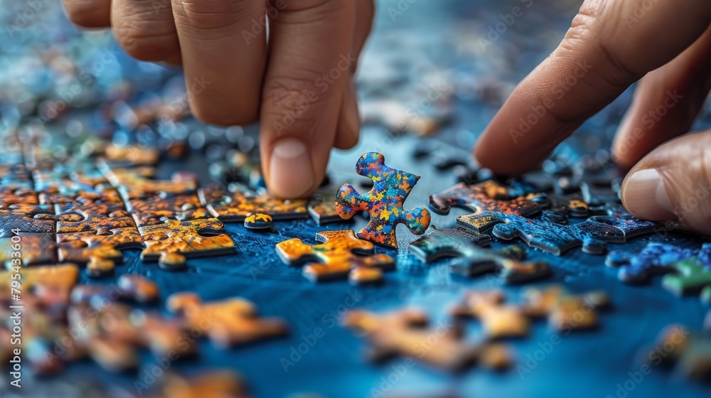 Fitting the last piece of puzzle. Fitting the last piece of puzzle.