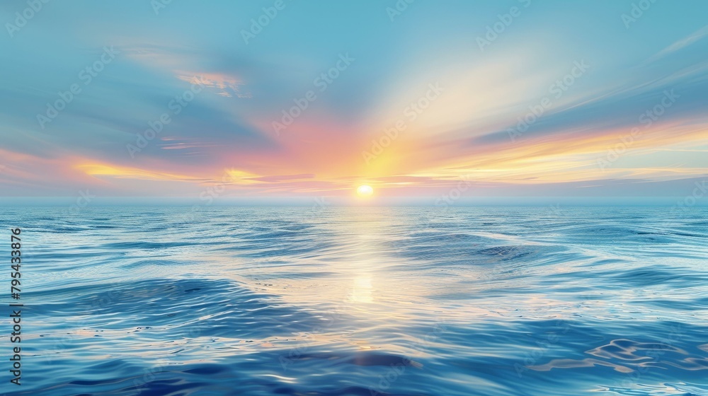 Fototapeta premium b'The setting sun casts a golden glow on the ocean'