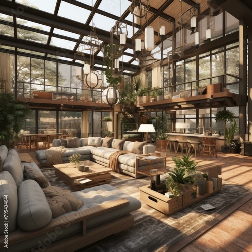 b'Huge living room with lots of plants and sunlight'