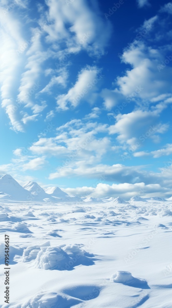 b'A vast snow field under a blue sky'