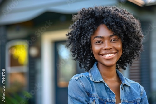 Smiling african american woman dimples person happy. photo