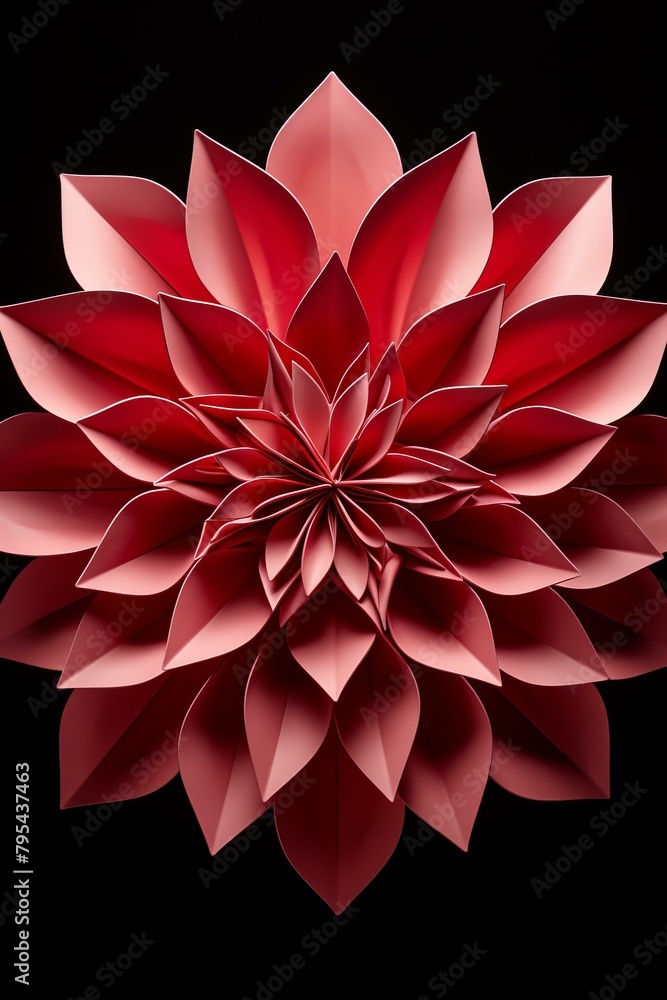 Fototapeta premium b'Pink paper flower with black background'