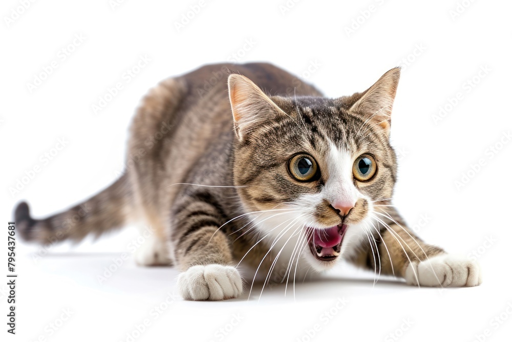 Fototapeta premium Cat act like shocking animal mammal pet.