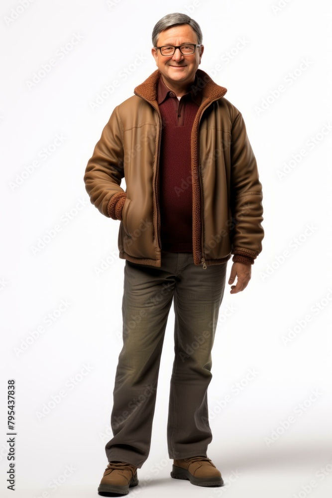 b'A man with glasses and a brown jacket is smiling' b'A man with glasses and a brown jacket is smiling'