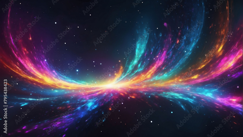 Cosmic Chroma, Galactic Bokeh Light Streak Background with Intense Color Palette, Conjuring Cosmic Majesty.