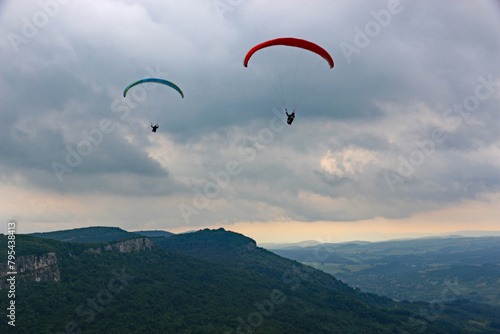 Paragliders flying in Central Bulgaria
