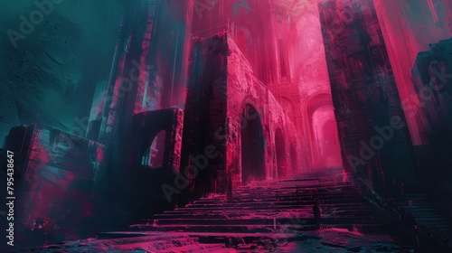 A temple ruin of fantasy world mystery purple