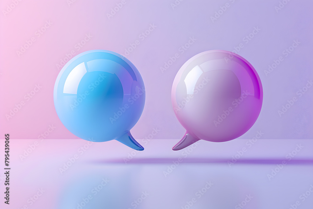 Light purple, pink and blue cartoon 3d chat sms icon collection isolated on pink purple background Light purple, pink and blue cartoon 3d chat sms icon collection isolated on pink purple background