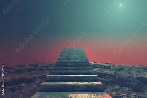 stairway to nowhere leading to a dead end meaningless life concept illustration photo