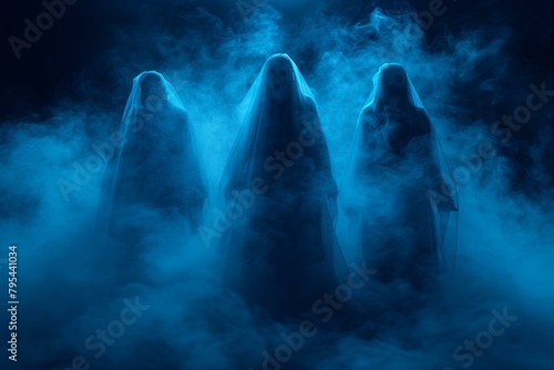 b'Three Ghostly Figures in the Mist'
