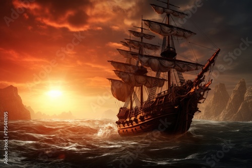 Pirate ship background sailboat outdoors vehicle.