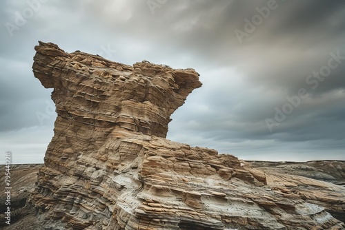 surreal rock formation against cloudy sky abstract landscape photography