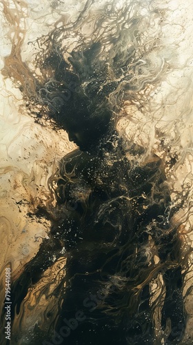 b'Black and gold abstract painting of a person' © Adobe Contributor
