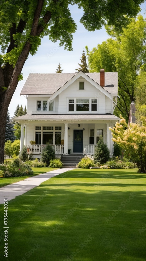 b'A beautiful craftsman-style house with a large front porch and lush green lawn' b'A beautiful craftsman-style house with a large front porch and lush green lawn'