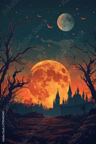 b'Spooky Graveyard at Night'