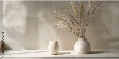 b'A Minimalist Still Life with a Ceramic Vase and Pampas Grass' © Adobe Contributor