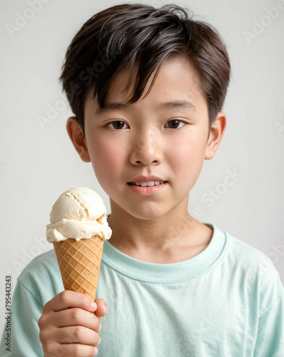 boy holding a ice cream in hand