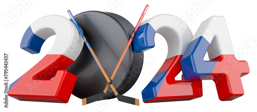Hockey Championships in the Czech Republic, 3D rendering isolated on transparent background photo