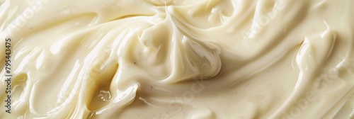 Delve into the silky depths of liquid mayonnaise, its pale hue and velvety flow creating an atmosphere of tranquility photo
