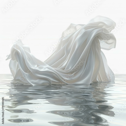 White silk floating on water