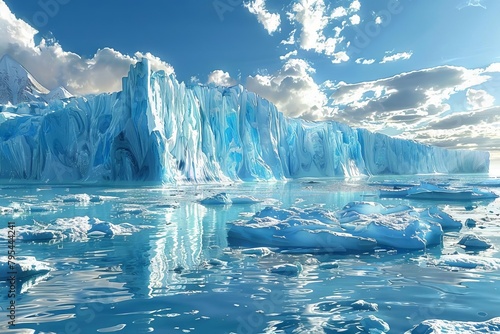 massive glacier melting under sunlight majestic landscape digital painting