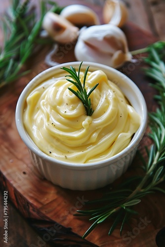 Delve into the creamy richness of liquid mayonnaise  its smooth texture and gentle aroma creating a sense of peace