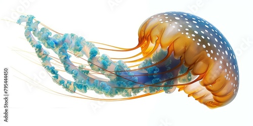 b'An illustration of a jellyfish with blue and orange tentacles' photo