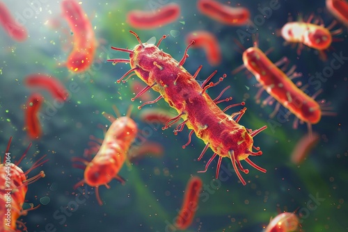 microscopic view of escherichia coli bacteria scientific microbiology illustration