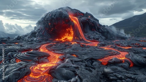 Movement and fluidity of lava flow