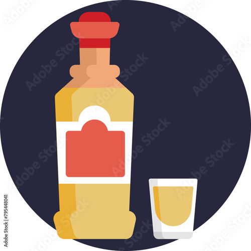This icon features a classic shot glass with a slice of lime, symbolizing Mexico's famous tequila, a spirited beverage distilled from the blue agave plant.