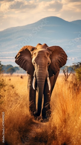 b'Elephant walking through the tall grass in the African savanna' © Adobe Contributor