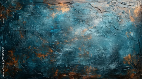 b'Blue and copper abstract painting' photo