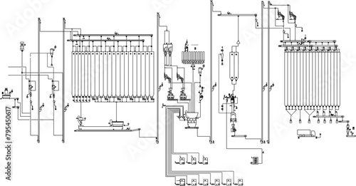 Vector sketch illustration design engineering drawing detail food production industrial factory machine