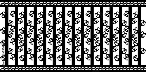 sketch of a wrought iron fence in black