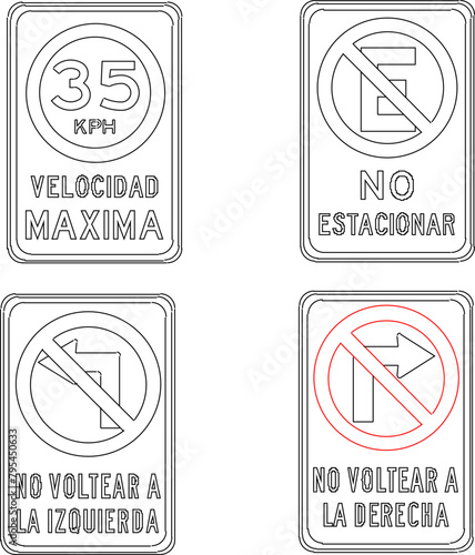 Vector sketch illustration design of road closure sign for safety work project in Spain