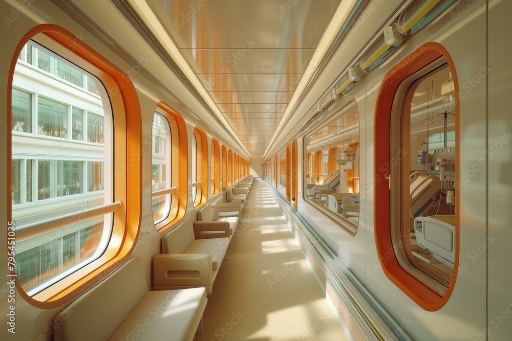 Obraz premium b'futuristic hospital interior with glass windows'